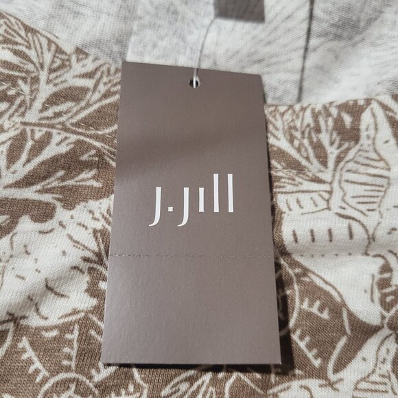 J. Jill Womens L Tall Brown Seashell Coral Print Linen-Blend 3/4 Tunic Top New - Picture 5 of 8